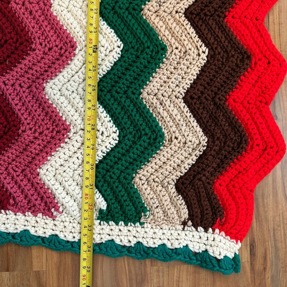 Colorful Crochet Afghan‎ Blanket Throw Retro Chevron Pattern Handmade 52x34